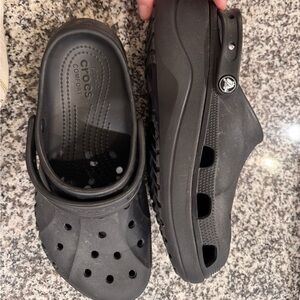 CROCS platform heel black womens size 10
